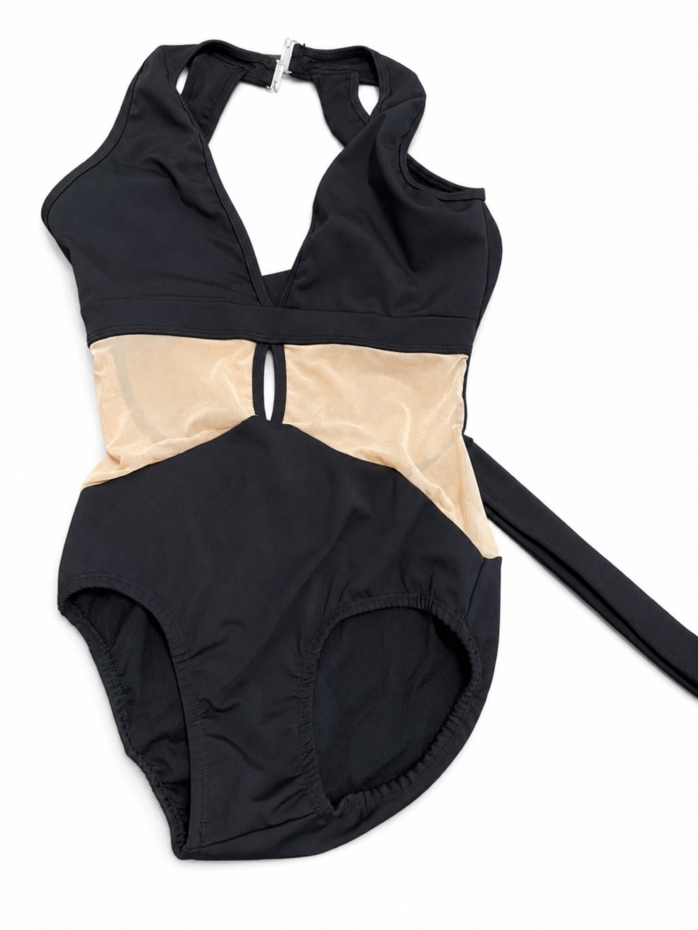 Five dancewear Girls Black leotard Cream Mesh Waist